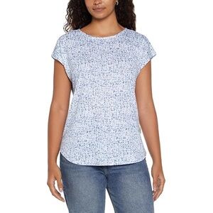 Orvis Light Blue Speckled Short Sleeve Top